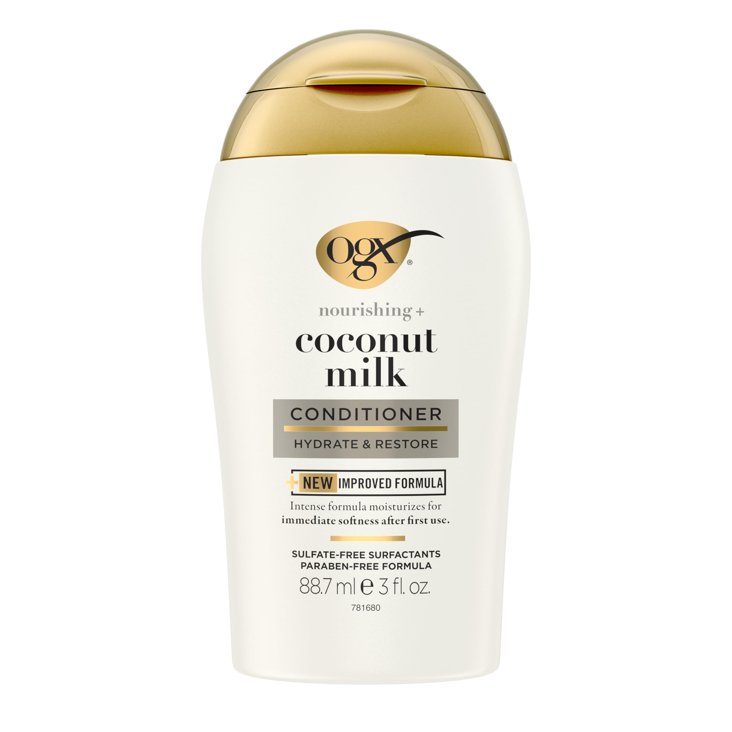 OGX Nourishing + Coconut Milk Moisturizing Conditioner, Hydrating & Restoring Conditioner Moisturizes for Soft Hair After the First Use, Travel Size, TSA-Compliant, 3 fl. oz